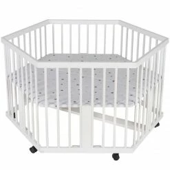 Schardt Solitär 6-Eck Laufgitter Kiefer Weiß Mit Folie Sternchen Grau