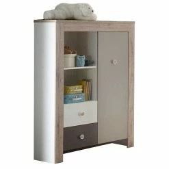 MÄUSBACHER Mäusbacher Bea Beistellschrank Weiß Grau Und Sanremo Eiche Dekor