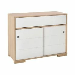 Schardt Slide Oak Wickelkommode 2 Schiebetüren MDF Weiß/Vincenza Eiche - Inkl. Wickelaufsatz -Kinderwagen 05 220 26 02 slide oak wickelkommode ohne aufsatz 2