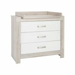 Schardt Nordic Halifax Wickelkommode Weiß/Eiche 3 Schubkästen