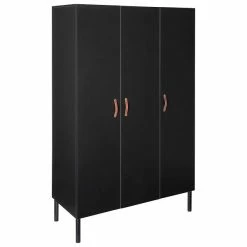 Schardt Melody Black Kleiderschrank 3T Dekor Schwarz / Massivholz Buche Schwarz Lackiert