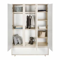 Schardt Capri White Kinderzimmer Inkl. Umbauseiten Mit 3-türigem Schrank -Kinderwagen 06 250 11 02 capri white schrank 3 tueren geoeffnet gr 1