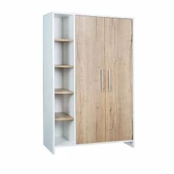 Schardt Eco Plus Kleiderschrank 2 Türen + Regal Weiß/Halifax Eiche