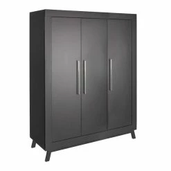 Schardt Miami Black Kleiderschrank - 3T Dekor Schwarz, Massiver Fuß
