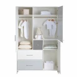 Schardt Candy Grey Kinderzimmer Inkl. Umbauseiten Mit 3-türigem Schrank -Kinderwagen 06 850 24 00 candy grey schrank offen 1