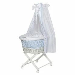 Schardt Babsi Stubenwagen Buche Weiß Mit Textiler Ausstattung Herzchen Hellblau