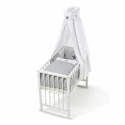 Schardt Multifunktionswiege 5 In 1 Buche Massiv Weiß Lackiert Mit Textiler Ausstattung Stern Grau