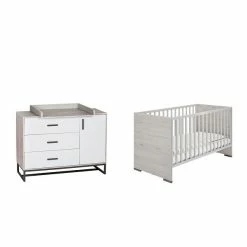 Schardt Pixie Grey Sparset Inkl. Umbauseiten Babybett & Wickelkommode - Toppreis