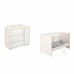 Schardt Capri White Sparset Inkl. Umbauseiten Babybett & Wickelkommode