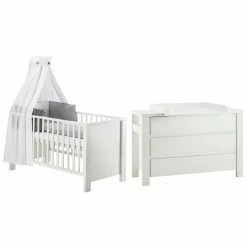 Schardt Milano Weiß Sparset Inkl. Umbauseiten Kinderbett Und Breite Wickelkommode