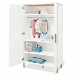 Pinolino Lumi Kinderzimmer Extrabreit - 2T Weiß/Eiche Dekor Mit Echtholzstruktur -Kinderwagen 100032b 11 1