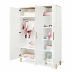 Pinolino Lumi Kinderzimmer Extrabreit Groß - 3T Weiß/Eiche Dekor Mit Echtholzstruktur -Kinderwagen 100032bg 06