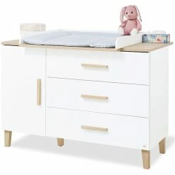 Pinolino Lumi Kinderzimmer Extrabreit Groß - 3T Weiß/Eiche Dekor Mit Echtholzstruktur -Kinderwagen 100032x 08 1