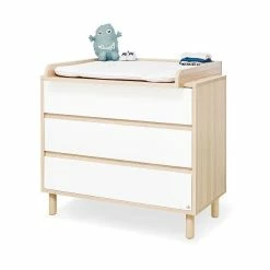 Pinolino Flow Sparset Breit Dekor Esche/weiß - Babybett & Wickelkommode -Kinderwagen 100065bg 03 gr 1
