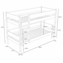 Nature Kid Emma Etagenbett Natur 90 X 200 Cm Umbaubar In 2 Einzelbetten -Kinderwagen 100150 1 2 3 etagenbett esine sketch 2 1