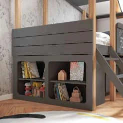 Nature Kid Cory Kinderzimmer Anthrazit 8-teilig Mit Hausbett 90 X 200 Cm, Dach & Schreibtisch -Kinderwagen 100175 unterstellschrank catania anthrazit ambiente 2k quadrat 1 2