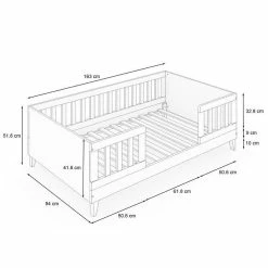 Nature Kid Elias Kinderbett Weiß/natur 90 X 160 Cm -Kinderwagen 100209 kinderbett aosta skizze 1zu1