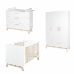 Roba Clara Kinderzimmer 3T Weiß Bett, Wickelkommode, Schrank