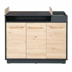 Roba Lenn Kinderzimmer 3T Anthrazit/natur Bett, Wickelkommode, Schrank -Kinderwagen 1012849 kinderzimmerset 03 f