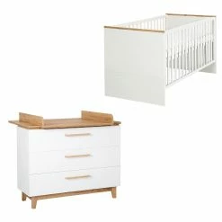 Roba Carina Kinderzimmer Sparset Weiß Bett, Wickelkommode