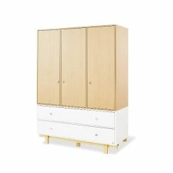Pinolino Boks Kleiderschrank Groß 3T 2S MDF Weiß / Dekor Ahorn - Zum Toppreis