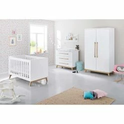 Pinolino Riva Kinderzimmer Breit 2türig Inkl. Wandregal Edelmatt Weiß/Esche Klar Lackiert