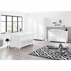 Pinolino Milk Kinderzimmer Extrabreit Groß Inkl. Wandregal Edelmatt Weiß