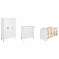 Schardt Melody White Kinderzimmer 3T + Umbauseiten Dekor Weiß / Massivholz Buche Geölt