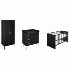 Schardt Melody Black Kinderzimmer 2T + Umbauseiten Dekor Schwarz / Massivholz Buche Schwarz Lackiert