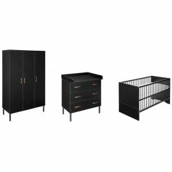 Schardt Melody Black Kinderzimmer 3T + Umbauseiten Dekor Schwarz / Massivholz Buche Schwarz Lackiert