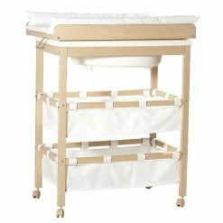 Roba Bade-Wickel-Kombi Natur Klappbarer Tisch Mit Wanne