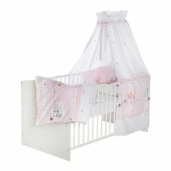 Schardt Birdy Rosa Bettset 4- Teilig Mit Bettwäsche, Himmel Und Nestchen
