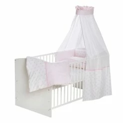 Schardt Ice Crystal Rosa Bettset 4- Teilig Mit Bettwäsche, Himmel Und Nestchen