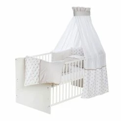 Schardt Ice Crystal Beige Bettset 4- Teilig Mit Bettwäsche, Himmel Und Nestchen