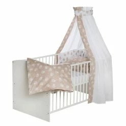 Schardt Schäfchen Beige Bettset 4- Teilig Mit Bettwäsche, Himmel Und Nestchen