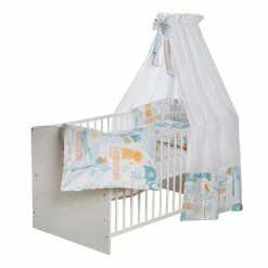 Schardt Pelikan Mint Bettset 4- Teilig Mit Bettwäsche, Himmel Und Nestchen