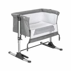 Schardt Joy Wiege/Beistellbett Aluminium/Leinen Hellgrau -Kinderwagen 13 820 wiege joy seitenteil offen 1