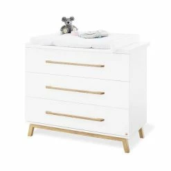 Pinolino Riva Wickelkommode Breit MDF Weiß / Esche Massiv - Zum Toppreis