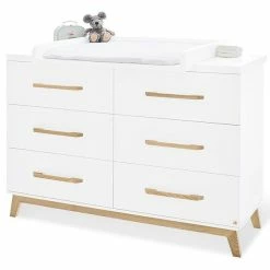 Pinolino Riva Wickelkommode Extrabreit MDF Weiß / Esche Massiv - Zum Toppreis