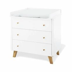 Pinolino Pan Wickelkommode Breit MDF Weiß / Eiche Massiv - Zum Toppreis
