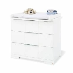 Pinolino Polar Wickelkommode Breit MDF Weiß, 3 Schubkästen