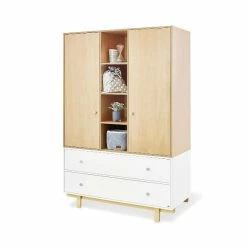 Pinolino Boks Kleiderschrank Groß 2T 2S MDF Weiß / Dekor Ahorn - Zum Toppreis