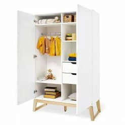 Pinolino Bridge Kinderzimmer Extrabreit - 2T Inkl. Wandregal Weiß/Esche Klar Lackiert -Kinderwagen 143466 02 1 1