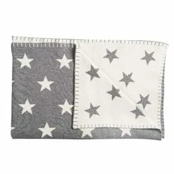 Schardt Kuscheldecke Big Star Grau 95x120 Schmusedecke - 100% Baumwolle