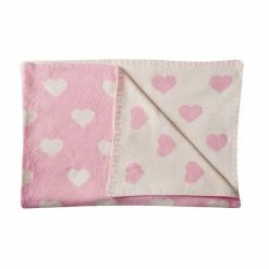 Schardt Kuscheldecke Herzchen Rosa 95x120 Schmusedecke - 100% Baumwolle