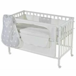 Roba Room Bed Sterne Grau Safe Asleep Inkl. Schlafsack, Matratze & Nestchen