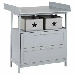 Roba Hamburg Wickelkommode Taupe 2 Schubladen, 2 Canvas Boxen