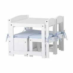 Hoppekids Kinderset Mathilde Weiß 2 Stühle, 1 Tisch, 1 Bank -Kinderwagen 19 49 000 02 1 1