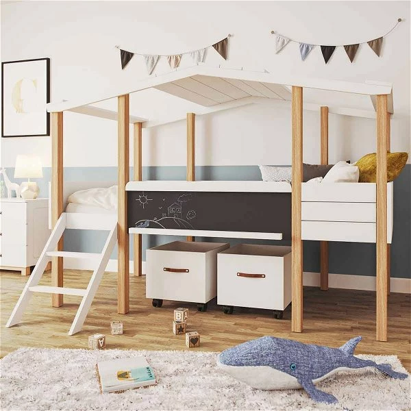 Nature Kid Cory/Terra Kinderzimmer Weiß/natur 8-teilig Mit Hausbett 90 X 200 Cm, Dach & Schreibtisch 2 Nature Kid Cory/Terra Kinderzimmer Weiß/natur 8-teilig Mit Hausbett 90 X 200 Cm, Dach & Schreibtisch – Bild 2