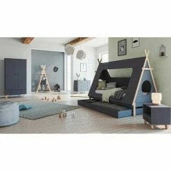 Nature Kid Ponca Tipi Kinderzimmer Grau 6-steilig Mit Wigwambett